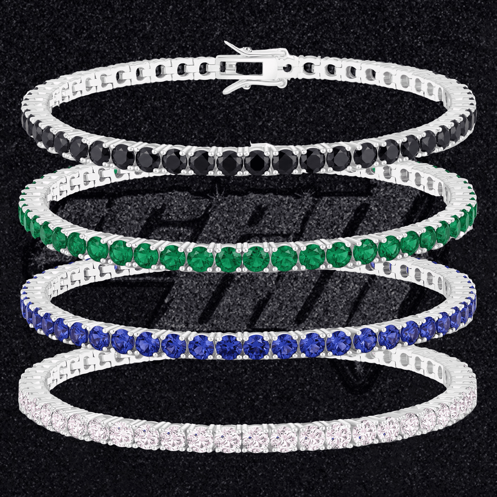 Tennis Armband Silfur 3mm Litaðir steinar