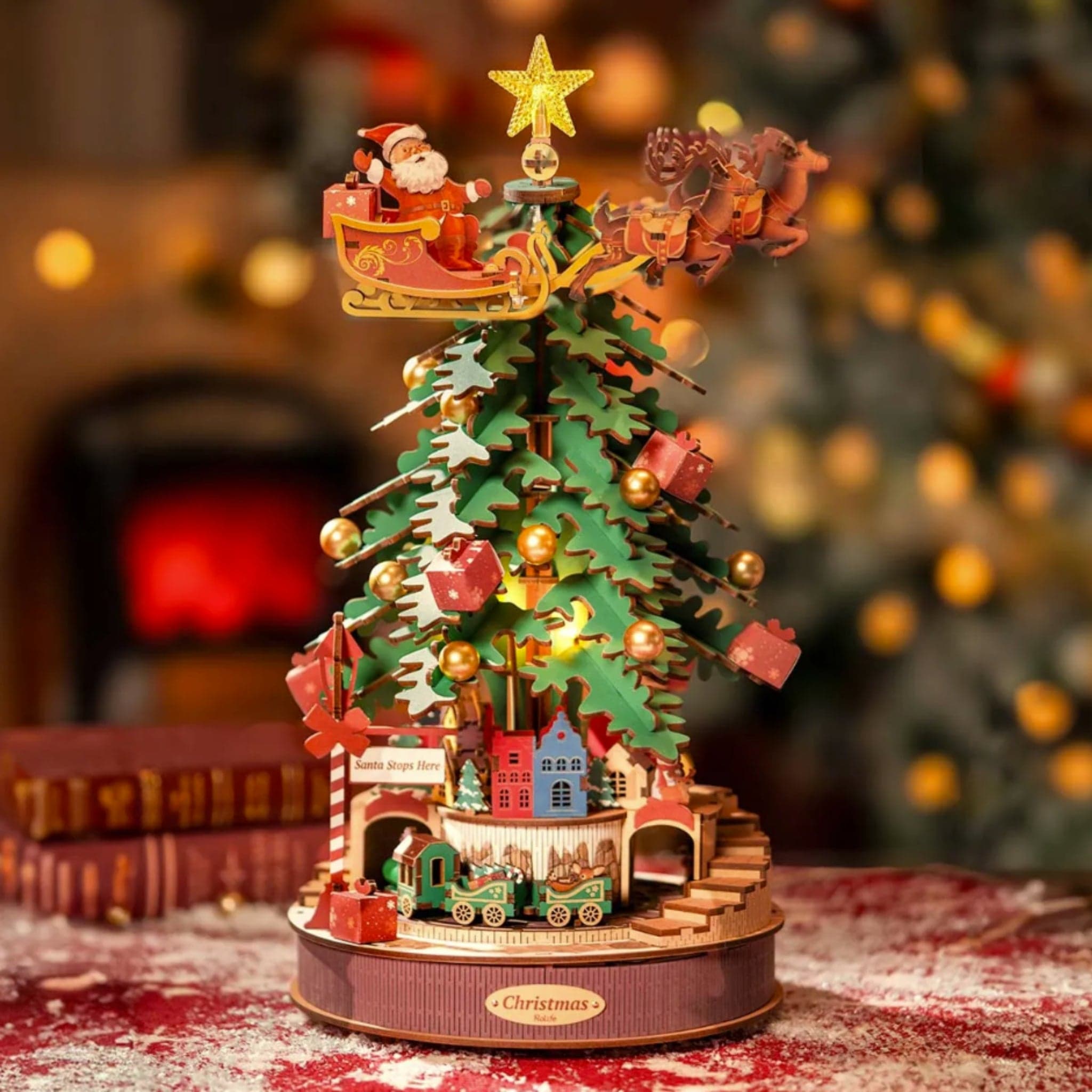 ROLIFE® Þrívíddar viðarpúsl - Spiladós (Christmas Melody Tree)